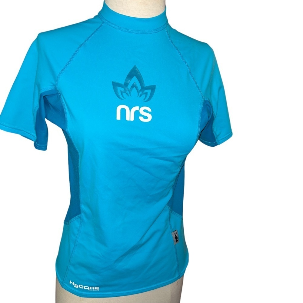 NRS Women's S/S H2Core Rashguard swim ocean blue size small S top shirt